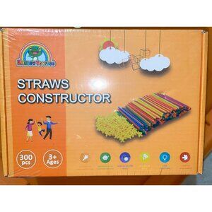 Sealed New STRAWS CONSTRUCTOR 300 Piece Set, Rainbow Toy Frog W/ Carry Bag